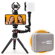 Cargar imagen en el visor de la galería, Vlog Kit V-Master - Soporte Para Celular Con Luz y Micrófono
