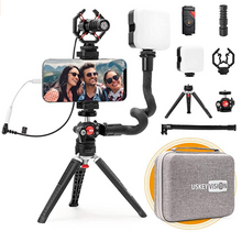 Cargar imagen en el visor de la galería, Vlog Kit V-Master - Soporte Para Celular Con Luz y Micrófono
